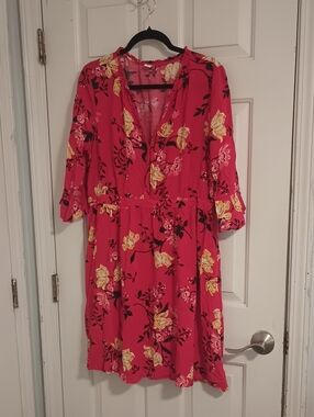 Old Navy Pink Floral Midi Dress